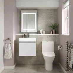 Milan Juno 500 x 360mm Grey Mist Wall Hung Vanity Unit - Sleek Modern Design -Vanity Units Shop JN5GM d5 460