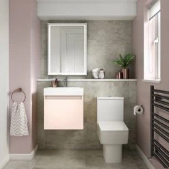Milan Juno 500 x 360mm Blush Pink Wall Hung Vanity Unit | Stylish & Compact Bathroom Storage 7 Milan Juno 500 x 360mm Blush Pink Wall Hung Vanity Unit | Stylish & Compact Bathroom Storage -Vanity Units Shop JN5MP d2 460