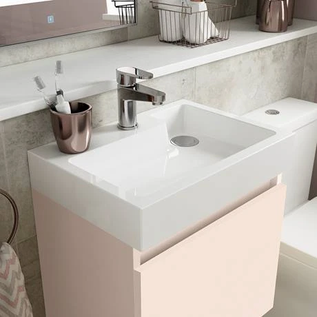 Milan Juno 500 x 360mm Blush Pink Wall Hung Vanity Unit | Stylish & Compact Bathroom Storage 4 Milan Juno 500 x 360mm Blush Pink Wall Hung Vanity Unit | Stylish & Compact Bathroom Storage - Image 4