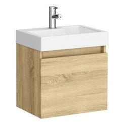 Milan Juno 500 x 360mm Natural Oak Wall Hung Vanity Unit with Soft-Closing Door - Modern Bathroom Storage Solution