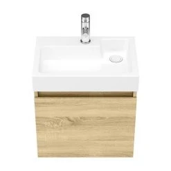 Milan Juno 500 x 360mm Natural Oak Wall Hung Vanity Unit with Soft-Closing Door - Modern Bathroom Storage Solution -Vanity Units Shop JN5NO nw d1 460