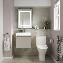 Milan Juno 500 x 360mm Stone Grey Wall Hung Vanity Unit - Modern Bathroom Storage Solution -Vanity Units Shop JN5SG d6 460