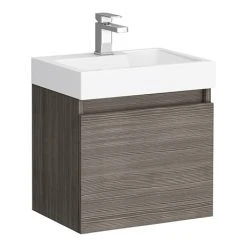 Milan Juno Slim Wall Hung Vanity Unit - Grey Avola - 500 x 300mm - Compact Modern Bathroom Storage