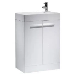Tavistock Kobe 560mm Freestanding Unit & Basin - Gloss White | Modern Bathroom Vanity | Elegant Design