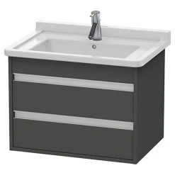 Duravit Ketho 650mm Wall Hung Vanity Unit with Starck 3 Basin - Graphite Matt | 2-Drawer Modern Bathroom Furniture