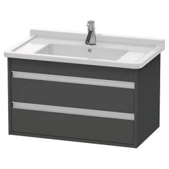 Duravit Ketho 800mm 2-Drawer Wall Mounted Vanity Unit with Starck 3 Basin - Graphite Matt