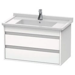 Duravit Ketho 800mm 2-Drawer Wall Mounted Vanity Unit with Starck 3 Basin - White Matt | Modern Bathroom Storage Solution