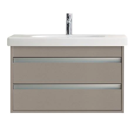 Duravit Ketho 800mm 2-Drawer Wall Mounted Vanity Unit with D-Code Basin - Basalt Matt 2 Duravit Ketho 800mm 2-Drawer Wall Mounted Vanity Unit with D-Code Basin - Basalt Matt - Image 2