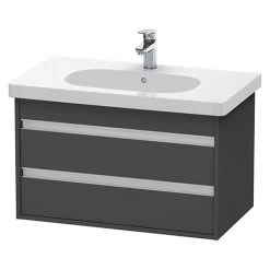 Duravit Ketho 800mm 2-Drawer Wall Mounted Vanity Unit with D-Code Basin - Graphite Matt