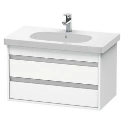 Duravit Ketho 800mm 2-Drawer Wall Mounted Vanity Unit with D-Code Basin - White Matt
