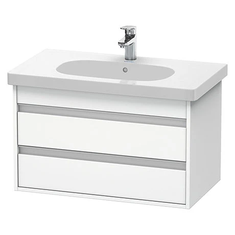 Duravit Ketho 800mm 2-Drawer Wall Mounted Vanity Unit with D-Code Basin - White Matt 1 Duravit Ketho 800mm 2-Drawer Wall Mounted Vanity Unit with D-Code Basin - White Matt