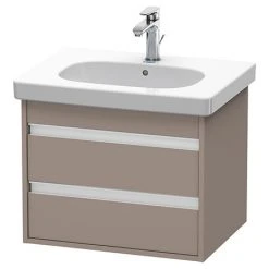 Duravit Ketho 600mm 2-Drawer Wall Mounted Vanity Unit with D-Code Basin - Basalt Matt