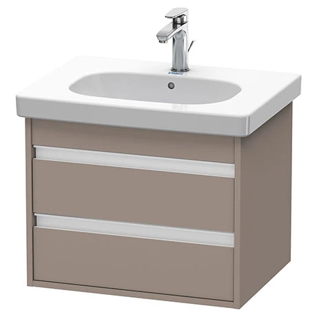 Duravit Ketho 600mm 2-Drawer Wall Mounted Vanity Unit with D-Code Basin - Basalt Matt 1 Duravit Ketho 600mm 2-Drawer Wall Mounted Vanity Unit with D-Code Basin - Basalt Matt