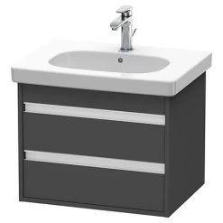 Duravit Ketho 600mm Wall Mounted Vanity Unit with D-Code Basin - Graphite Matt | 2-Drawer Modern Design