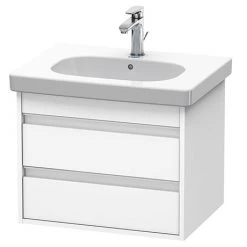 Duravit Ketho 600mm 2-Drawer Wall Mounted Vanity Unit with D-Code Basin - White Matt | Modern Bathroom Storage Solution