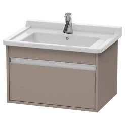Duravit Ketho 650mm Wall Mounted Vanity Unit with Starck 3 Basin - Basalt Matt, 1-Drawer Design
