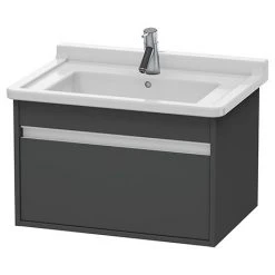 Duravit Ketho 650mm 1-Drawer Wall Mounted Vanity Unit with Starck 3 Basin - Graphite Matt