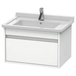 Duravit Ketho 650mm White Matt Wall Mounted Vanity Unit with Starck 3 Basin - 1 Drawer