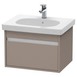 Duravit Ketho 600mm Wall Mounted Vanity Unit with D-Code Basin - Basalt Matt | Modern Bathroom Storage