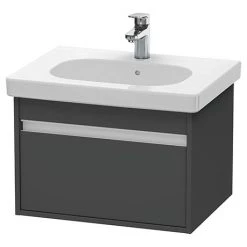 Duravit Ketho 600mm Wall Mounted Vanity Unit with D-Code Basin - Graphite Matt