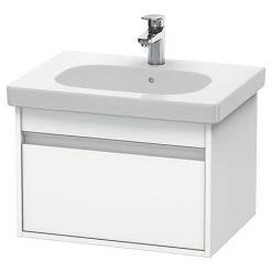 Duravit Ketho 600mm Wall Mounted Vanity Unit with D-Code Basin - White Matt, 1-Drawer | Modern Bathroom Storage