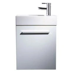 Tavistock Kobe 450mm Wall Mounted Unit & Basin - Gloss White | Modern Wall Hung Vanity