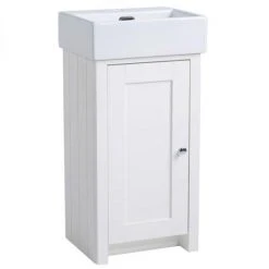 Tavistock Lansdown 400mm Freestanding Cloakroom Unit with Basin - Linen White