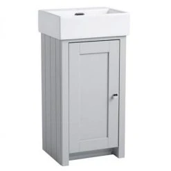 Tavistock Lansdown 400mm Cloakroom Unit with Basin - Pebble Grey | Freestanding Vanity Unit