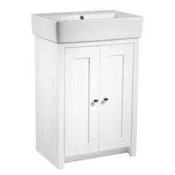Vanity Units Shop 42 Tavistock Lansdown 550mm Freestanding Vanity Unit with Basin in Linen White