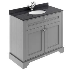 Old London 1000mm Black Marble Top Freestanding Vanity Unit - Storm Grey