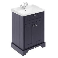 Old London 600mm 2-Door Cabinet & Basin - Twilight Blue | Freestanding Vanity Unit