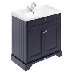 Old London 800mm 2-Door Cabinet & Basin - Twilight Blue Freestanding Vanity Unit