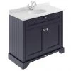 Old London 1000mm Freestanding Cabinet with Single Bowl Grey Marble Top - Twilight Blue