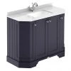 Old London Twilight Blue Art Deco 1000mm Freestanding Vanity Unit with White Marble Basin Top