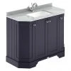 Old London Twilight Blue Art Deco 1000mm Angled Cabinet with Grey Marble Basin Top - Freestanding Vanity Unit