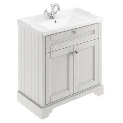 Old London 800mm 2-Door Cabinet & Basin - Timeless Sand Freestanding Vanity Unit