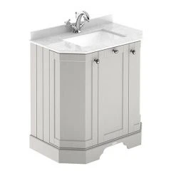 Old London Timeless Sand Art Deco 750mm Freestanding Vanity Unit with White Marble Basin Top