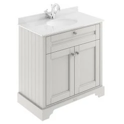 Old London 800mm Freestanding Vanity Unit with White Marble Top - Timeless Sand