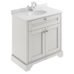Old London 800mm Freestanding Vanity Unit with Single Bowl & Grey Marble Top in Timeless Sand