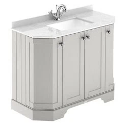 Old London Timeless Sand Art Deco 1000mm Freestanding Vanity Unit with White Marble Basin Top