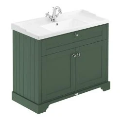 Old London 1000mm 2-Door Cabinet & Basin - Hunter Green Freestanding Vanity Unit