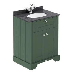 Old London 600mm Freestanding Vanity Unit with Single Bowl & Black Marble Top - Hunter Green