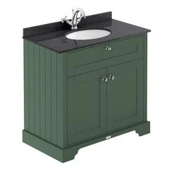 Old London 800mm Freestanding Vanity Unit with Black Marble Top & Single Bowl - Hunter Green