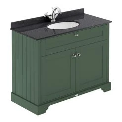 Old London 1000mm Freestanding Vanity Unit with Black Marble Top - Hunter Green