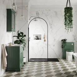 Old London 1000mm Freestanding Vanity Unit with Grey Marble Top & Single Bowl - Hunter Green -Vanity Units Shop LOF878 D3 460