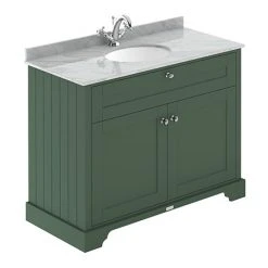 Old London 1000mm Freestanding Vanity Unit with Grey Marble Top & Single Bowl - Hunter Green