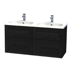 Miller London 120 Black Wall Hung Four Drawer Vanity Unit with Double Basin