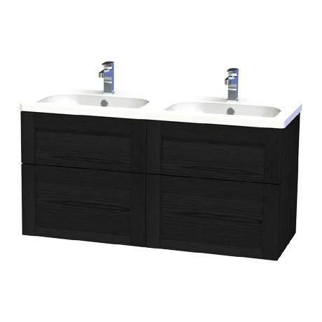 Miller London 120 Black Wall Hung Four Drawer Vanity Unit with Double Basin 3 Miller London 120 Black Wall Hung Four Drawer Vanity Unit with Double Basin -Vanity Units Shop LOND120BLKDR P