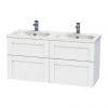 Miller London 120 Wall Hung Four Drawer Vanity Unit with Double Basin - White