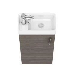 Milan W400 x D222mm Grey Avola Effect Compact Floor Standing Basin Unit | Freestanding Vanity Unit -Vanity Units Shop MIL003 d5 460